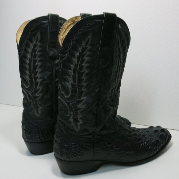 Dan Post Genuine Caiman Black Leather Cowboy Western Boots Shoes Footwear 12 D - Picture 4 of 8